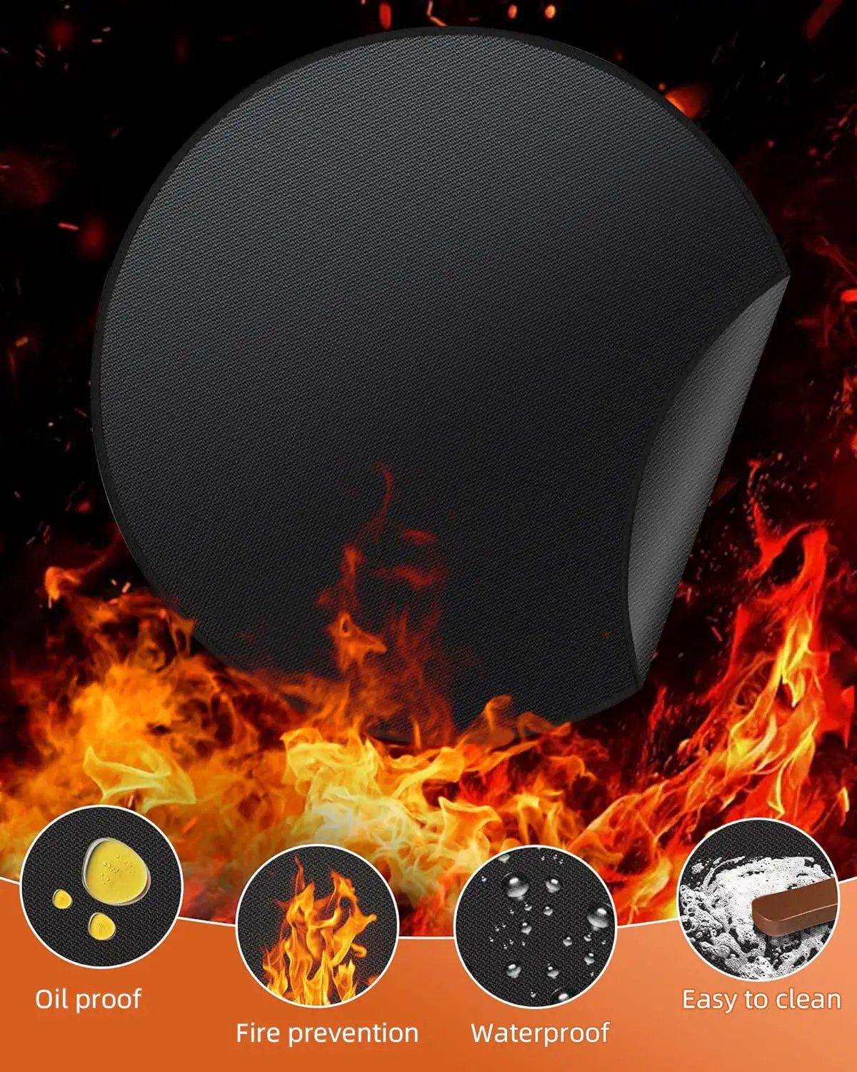 Round BBQ Grill Mat, 60 inches Double-Sided Fireproof Pad Waterproof Deck Protector for Indoor Outdoor Grilling by GreenHaven Gardens