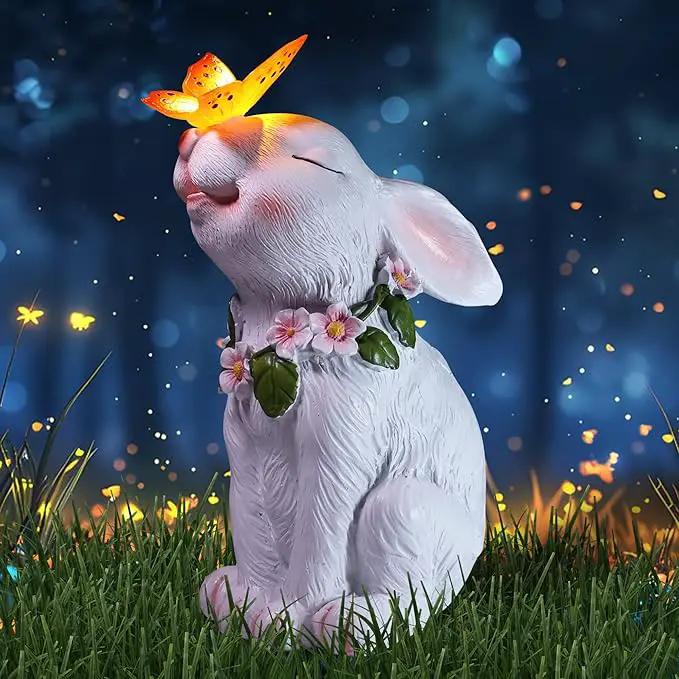 Solar Bunny Easter Garden Outdoor Decor, Large Outside Lawn Rabbit Animal Ornaments for Patio Clearance Balcony Yard, Easter Gift to Mom Women Birthday Mother's Day by GreenHaven Gardens
