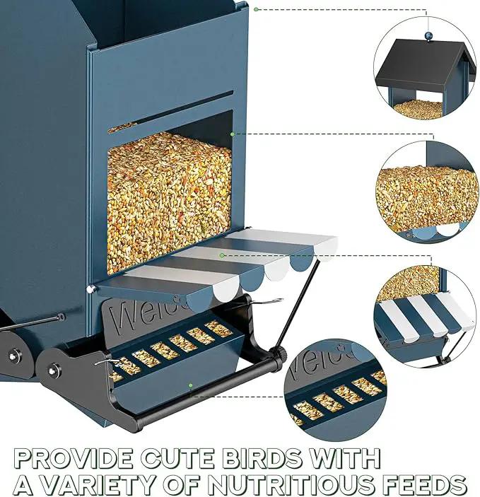 Weight Activated Squirrel Proof Bird Feeder with Canopy | 5LB Large Capacity, Weather-Resistant Design | Attracts Finches, Cardinals & More for Outdoor Bird Watching by GreenHaven Gardens