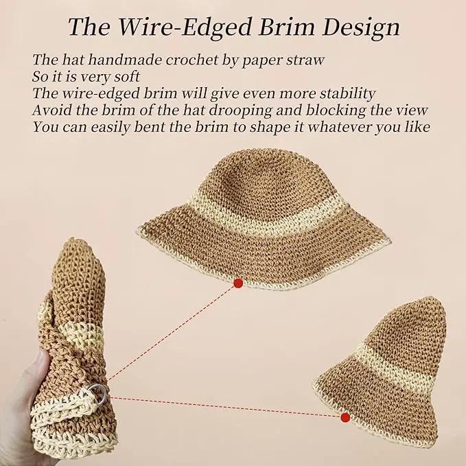 Floppy Big Beach Straw Hats for Women Foldable Summer Wide Brim Packable Sun Hat Womens Travel Straw Fedora Hat by GreenHaven Gardens