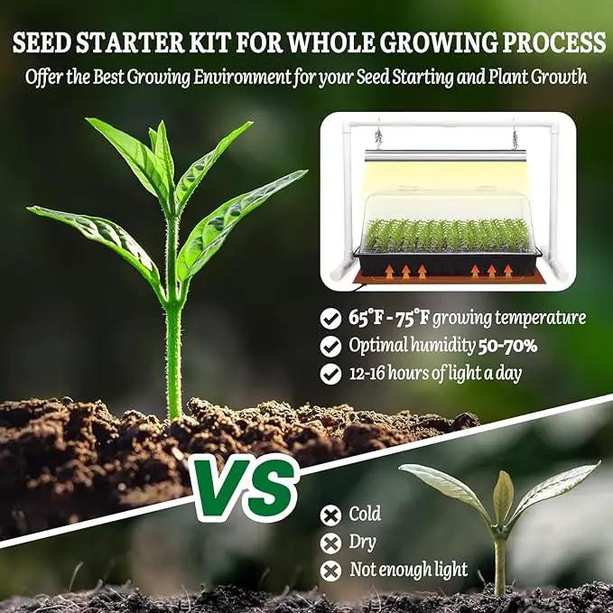 [Upgraded 1020 Size] Soligt Seed Starter Kit with Grow Light and Heat Mat - Strong Seed Starter Tray, 7" Humidity Dome and Grow Light Stand for Seed Starting, Seedling Germinating & Plant Propagating by GreenHaven Gardens