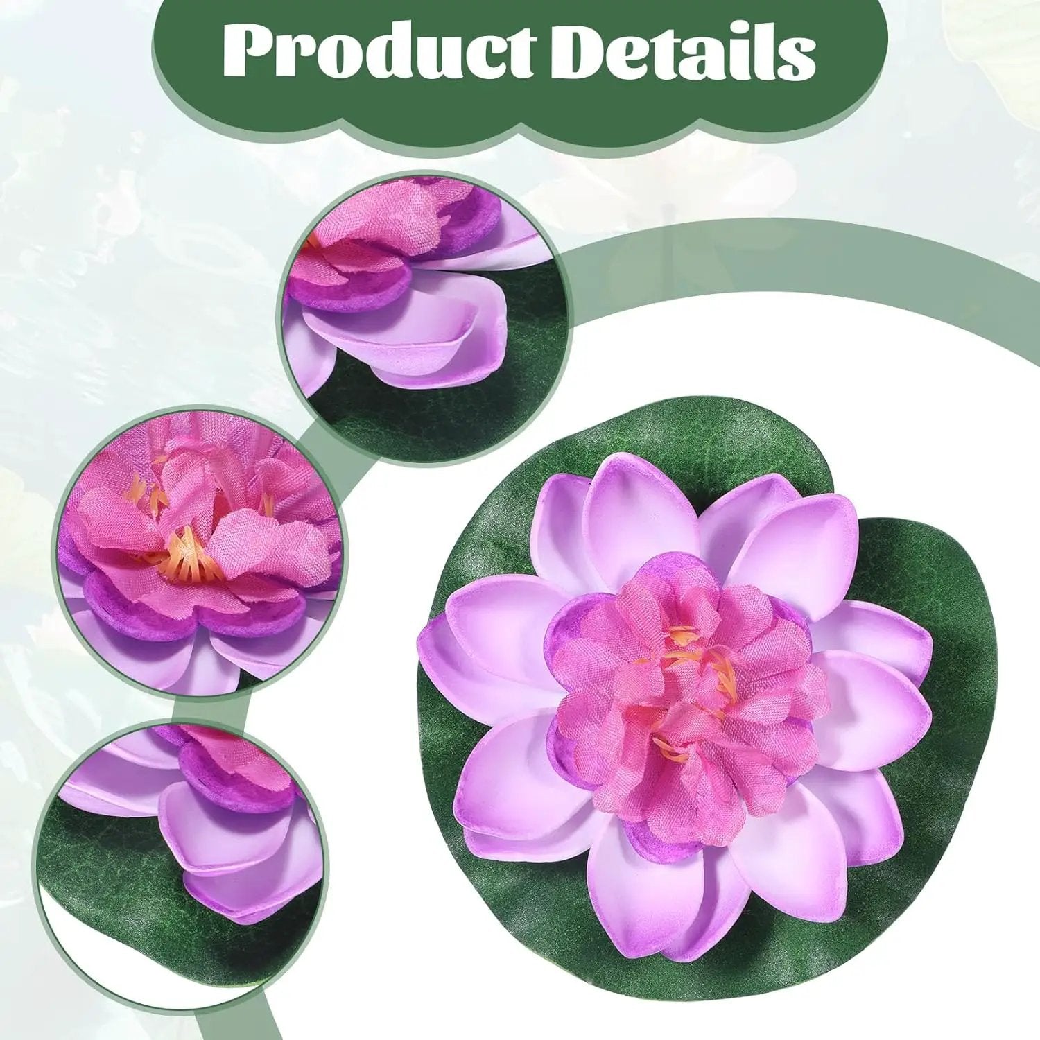 2PCS 10CM/3.94Inch Birdbath Fountain Accessory, Artificial Floating Foam Lotus Flower with Water Lily Pad, Artificial Lotus Flowers Decor, Lotuss Leaf Flower Floating Garden Pond Decor, Pool Decoratio by GreenHaven Gardens