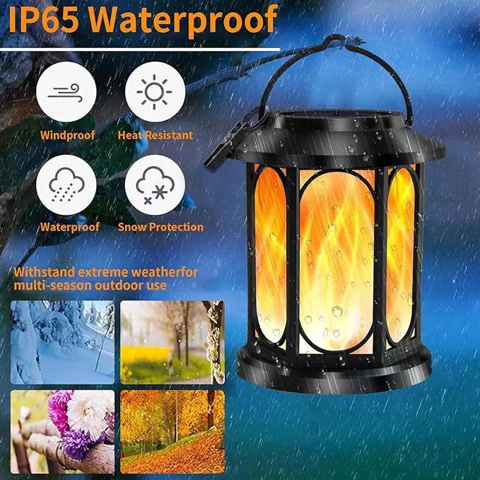 Solar Outdoor Lantern - Flickering Flame, Waterproof LED, Perfect for Patio, Garden, Christmas Decorations, 1pc by GreenHaven Gardens