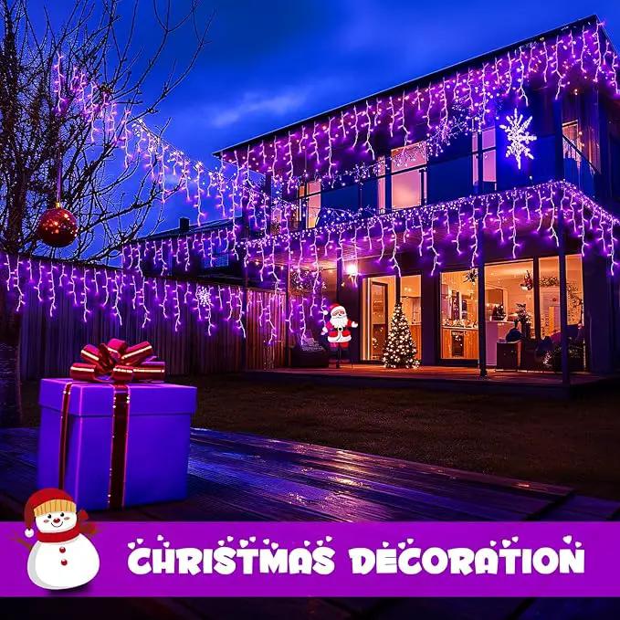 JMEXSUSS 800 LED Purple Icicle Lights Outdoor, Purple Icicle Christmas Lights Indoor Plug in with Remote, Purple Christmas Lights for Outside Fireplace Eave Yard Christmas Decor by GreenHaven Gardens