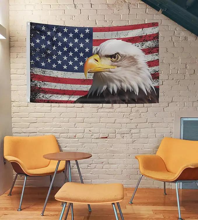 American Eagle Flag 3x5 Ft Double Sided Faith Over Fear Banner, Christian American Flags for Outside Christian Banners with Brass Grommets Outdoor House Decorations Flag by GreenHaven Gardens
