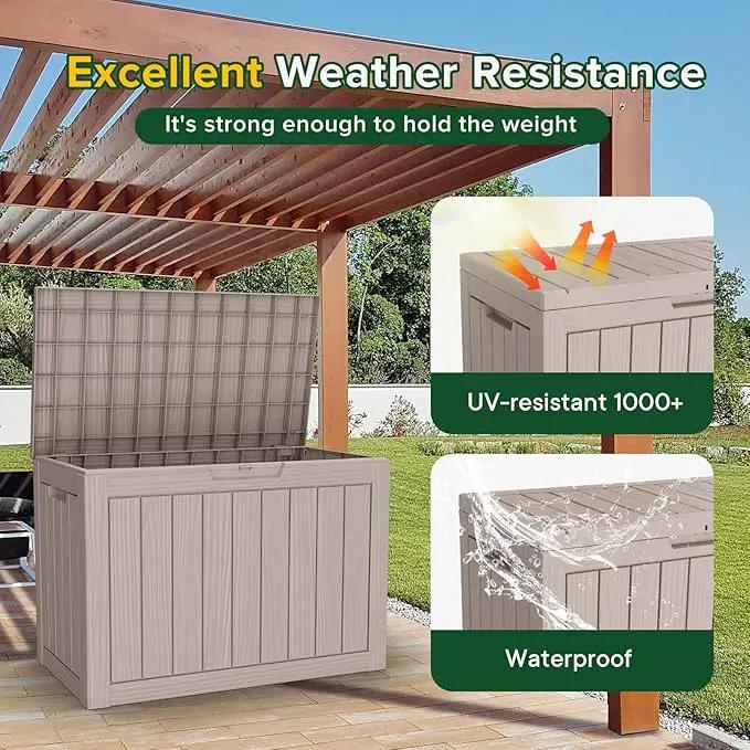 45 Gallon Outdoor Storage Box – Waterproof Deck Box for Garden & Patio,Light Brown by GreenHaven Gardens