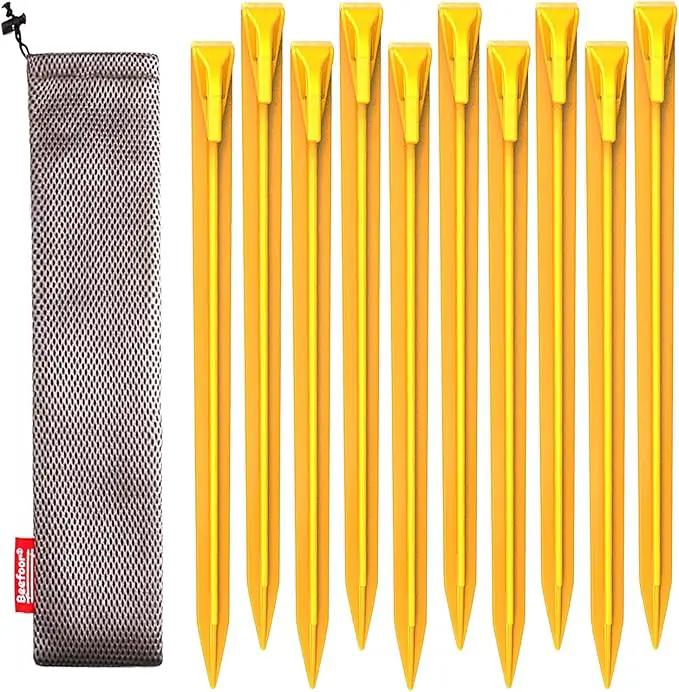 10-Pack Plastic Tent Stakes – 12-Inch Heavy Duty Canopy Anchoring Pegs for Camping, Gardening, Landscaping, Backpacking – Lightweight, Rust-Proof, Reusable Camping Stake by GreenHaven Gardens