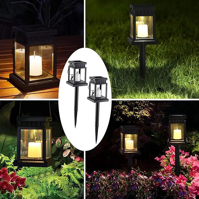 GIGALUMI 8 Pack Solar Hanging Lantern Outdoor, Candle Effect Light with Stakes for Garden, Patio, Lawn, Deck, Umbrella, Tent, Tree, Yard, Driveway-Warm White by GreenHaven Gardens