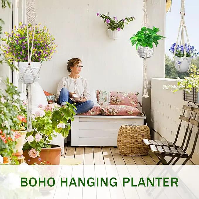 IGaiety Macrame Plant Hanger,7 Pack Plant Hanger Indoor Hanging Planters with 7Pcs Ceiling and S Hooks-Handmade Macromay Plant Hangers Outdoor Macrame Plant Holder for Boho Home Decor by GreenHaven Gardens