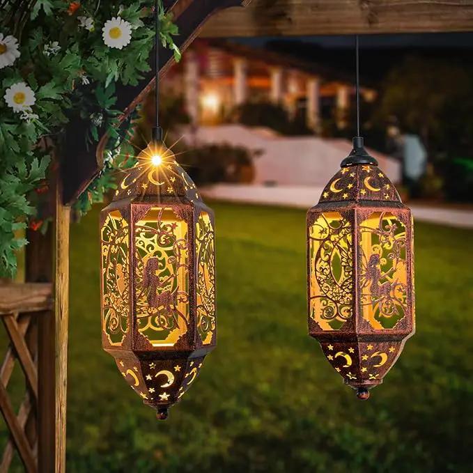 Go2garden 12.4" Outdoor Solar Lanterns Waterproof Garden Gifts Women, Moon Fairy Statue Solar Haning Lights for Patio, Yard Decorations, Mothers Day Gifts for Mom, Grandma(2Pack, Red Copper) by GreenHaven Gardens