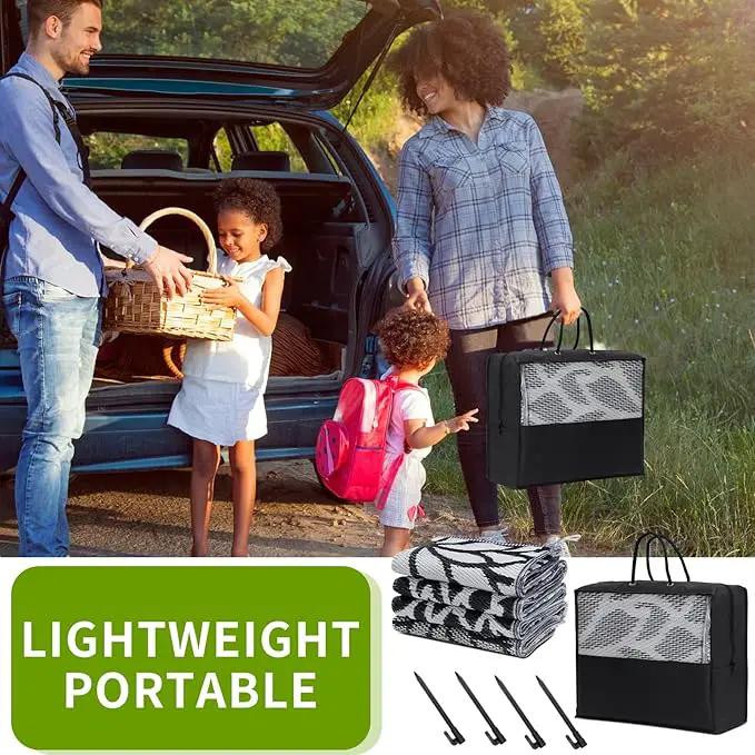 Outdoor Rug 9x12 ft with LED Light, Waterproof Reversible Outdoor Plastic Straw Rug for Patios Clearance, Large Outdoor Area Rug Carpet RV Mat for Camping Backyard Deck Porch Beach by GreenHaven Gardens