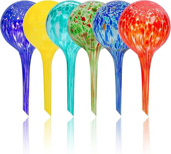 Iridescent Self Watering Globes, Glass Rainbow Plant Watering Globes, Self Watering Planter Insert, Automatic Plant Waterer Indoor (Small-6 Pcs Multi-Color, Small) by GreenHaven Gardens