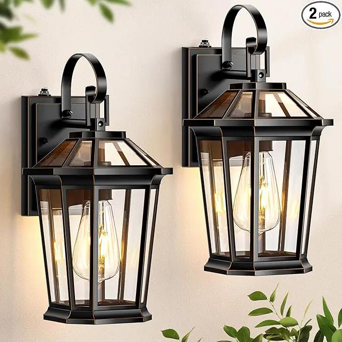 VIANIS Dusk to Dawn Exterior Light Fixture, Waterproof Outdoor Wall Sconce Porch Light for House, 100% Anti-Rust Aluminum Outside House Lights, Farmhouse Coach Lantern for Garage, Front Door 2Pcs by GreenHaven Gardens