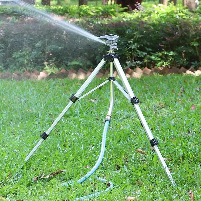 STYDDI Heavy Duty Impact Sprinkler on Tripod Base, Tall Metal Pulsating Telescoping Tripod Sprinkler for Large Area, Yard, Lawn, Garden, Waters up to 70 Ft. Diameter, Legs Extends Up to 36-inch by GreenHaven Gardens