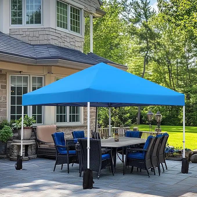 Amazon Basics Outdoor Pop Up 10 x 10 Canopy Tent for Events, Portable with Easy Setup, Includes Wheeled Carry Bag, 8 Pegs, 4 Ropes, 4 Weighted Bags, Blue by GreenHaven Gardens