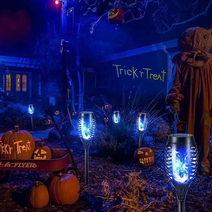 Toodour Solar Torch Flame Lights, 12 Pack Solar Lights Outdoor with Flickering Flame, Waterproof Solar Pathway Lights Landscape Decoration Lighting for Garden, Lawn, Yard, Outdoor Decorations - Blue by GreenHaven Gardens