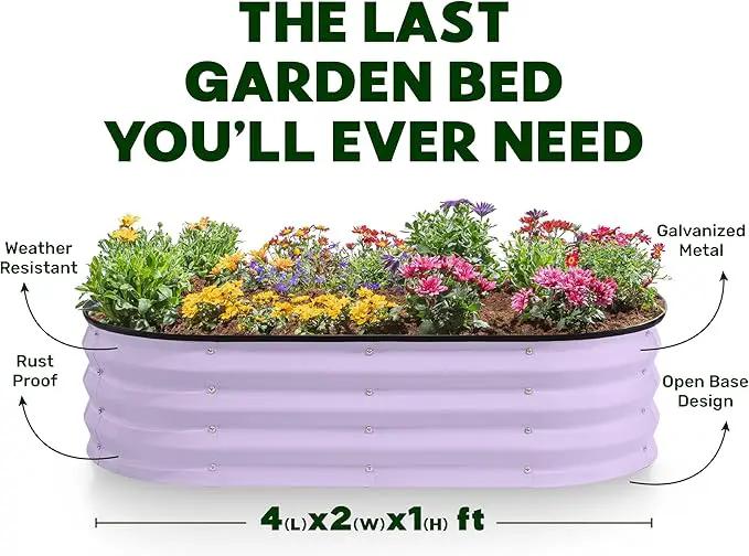 Galvanized Raised Garden Beds Outdoor // 4×2×1 ft (2-Pack) Planter Raised Beds for Gardening, Vegetables, Flowers (Lavender) // Large Metal Garden Box by GreenHaven Gardens
