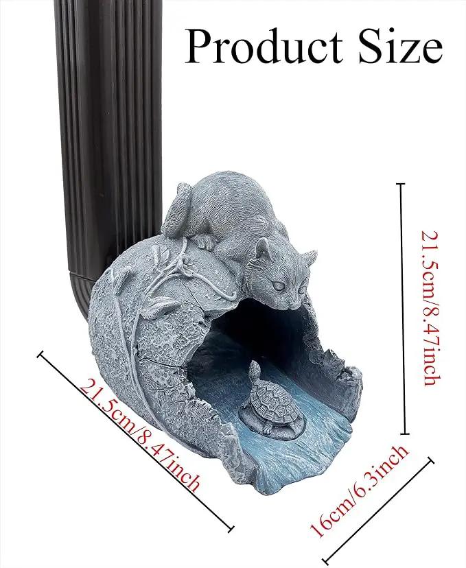Real Cat Sculpture Gutter Downspout Extender, Eco-Friendly Resin Garden Animal Statue, Decorative Gutter Extension Downspout, Outdoor Decor Ornament, Splash Block, Perfect for 3"x4" Downspouts by GreenHaven Gardens