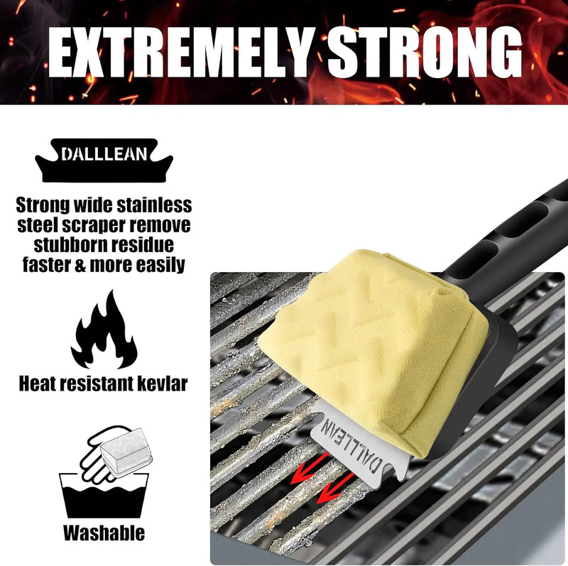 BBQ Grill Brush Bristle Free(2Heads) for Outdoor Grill, Trapezoid- Shaped Design Replaceable Head Cleaning Brush, Steam Grate Cleaner, BBQ Cleaning Brush, Scraper for Grill, Safe Barbecue Grill Brush by GreenHaven Gardens