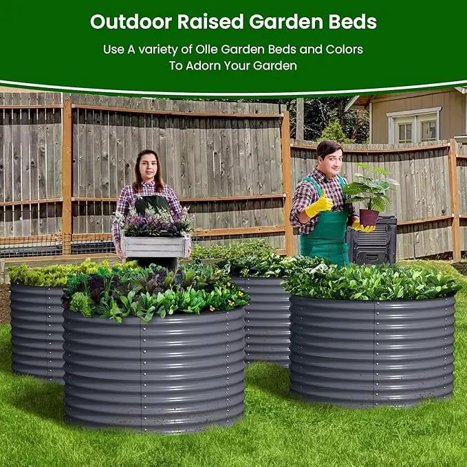 Olle 32" Tall, Metal Raised Garden Bed,Garden Beds Outdoor for Vegetables, Backyard Garden Kit, Raised Planter Box, Midnight Grey by GreenHaven Gardens