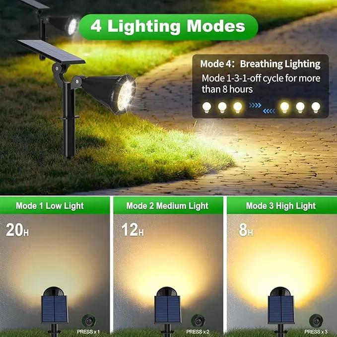 Solar Spot Lights Outdoor Waterproof 180° Adjustable Solar Powered Landscape Lights for Yard 4 Lighting Modes Solar Spotlights for Pathway Garden Outside Wall Pool Porch (2 Pack, Warm White) by GreenHaven Gardens