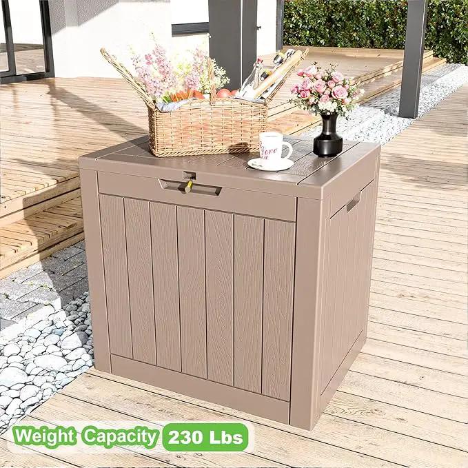 31 Gallon Waterproof Outdoor Storage Box,Resin Deck Box,Lockable Outside Storage Box Container for Patio Furniure,Garden Tools (31 Gallon,Grey) by GreenHaven Gardens
