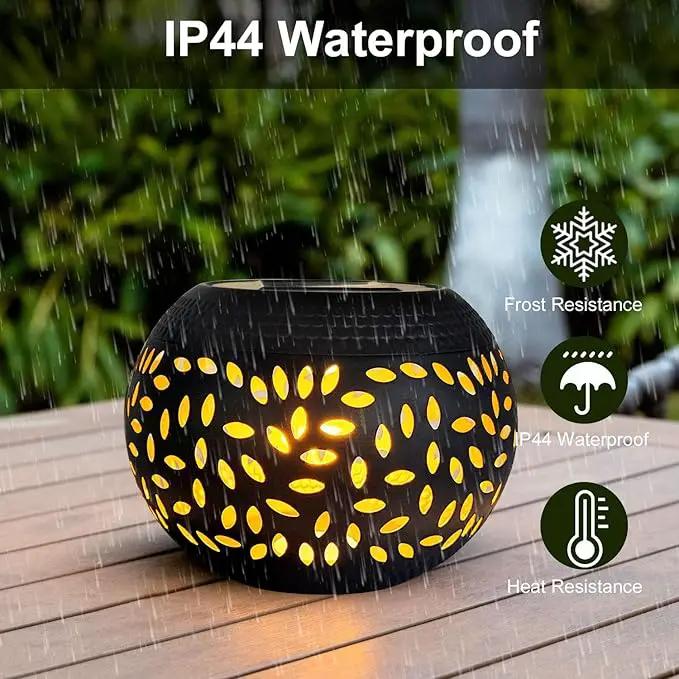 Solar Table Light Outdoor Waterproof- Solar Powered LED Lamp Hollowed-Out Black Metal Desktop Decorative Lantern for Indoor Desk Bedroom Patio Garden Pathway Yard by GreenHaven Gardens