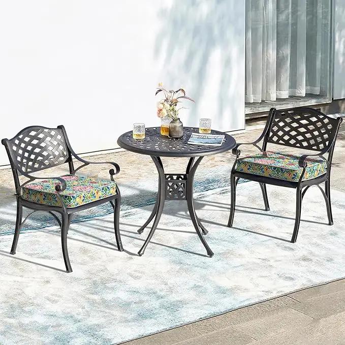 LVTXIII Patio Chair Cushions 22"x22"x3", Water-Repellent Outdoor Seat Cushions for Patio Furniture, Square Chair Pads with Ties for Home Garden Decoration, Set of 2, Damask Red by GreenHaven Gardens