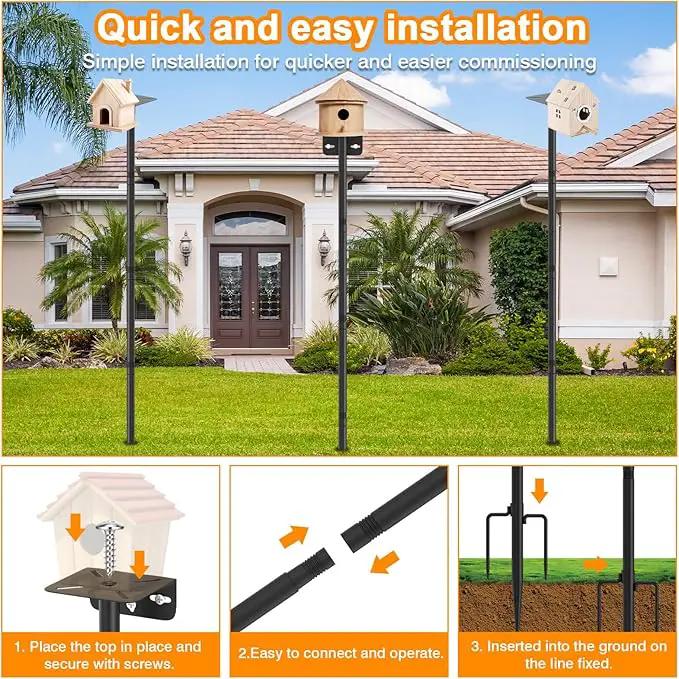 2 Pack 80 Inch Adjustable Bird Feeder Pole,Bird House Pole Suitable for Feeders & Birdhouse,Weather Station,Heavy-Duty Rustproof Design,Enhance Outdoor Decor & Birdwatching Experience by GreenHaven Gardens