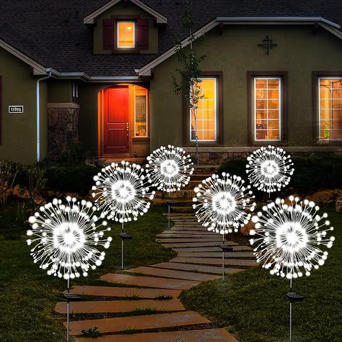 Solar Garden Lights Solar Firework Light Outdoor Waterproof 2 Pack Solar Powered Art Stake Twinkle Lights Outside Decor 180 LED Sparklers String Light for Yard Pathway Decorations (White) by GreenHaven Gardens