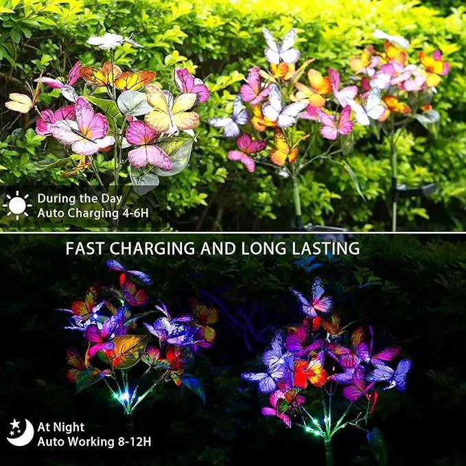 Solar Garden Lights Outdoor Waterproof Decorative Solar Lights Outdoor 8 Pack with 176 LED 136 Butterfly Flower Garden Decor Yard Decorations Patio Lawn, Gifts for Mother's Day Mom Women by GreenHaven Gardens