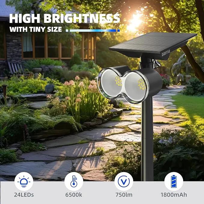 Barrina Solar Spotlights Outdoor Waterproof, 360° Horizontal Adjustable Outdoor Solar Spot Lights, 6500k 3 Modes, 24 LEDs Solar Powered Landscape Lighting for Garden Yard Pathway, Auto On/Off, 6 Pack by GreenHaven Gardens