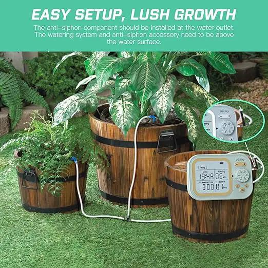 Automatic Plant Waterer Indoor Self Watering System for 15 Potted Plants, Auto Drip Irrigation Kit Programmable Water Timer with Smart Humidity Detection, Green by GreenHaven Gardens