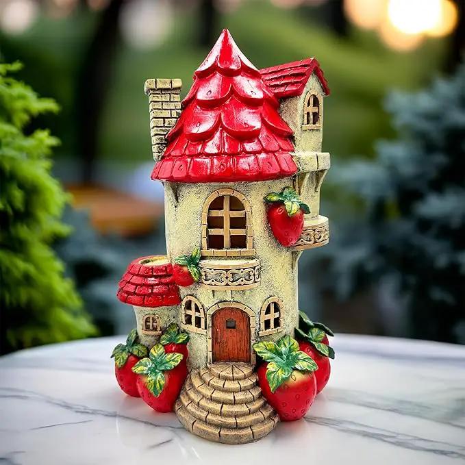 Spring & Summer-Themed Garden Statues – Adorable Outdoor Decor for Lawn, Patio & Porch (Solar Powered Strawberry Fairy Home Garden Statue, 10" Unique Spring Decoration) by GreenHaven Gardens