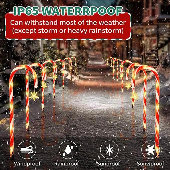 22" Candy Cane Lights Outdoor Pathway 2PK 12 PCS Candy Cane Christmas Decorations 8 Modes Solar Candy Cane Lights with Star Total 15FT Christmas Pathway Lights Outdoor for Xmas Yard Garden Walkway by GreenHaven Gardens