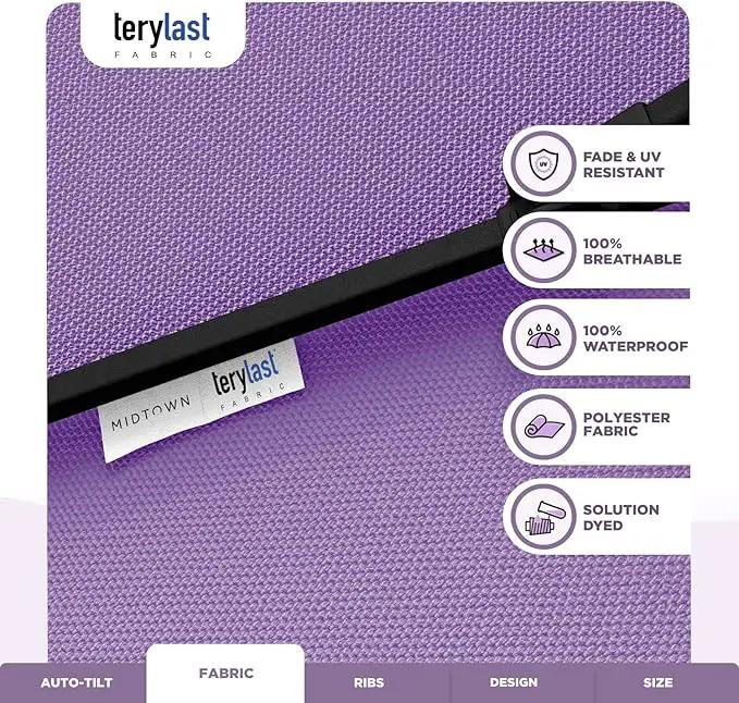 Midtown Umbrellas 10-Year-No-Fade - 9 Ft - UV Proof Purple Polyester Fabric - Umbrella Outdoor Patio, Auto-Tilt Aluminum Frame Patio Umbrella for Garden, Pool & Deck - Black Pole by GreenHaven Gardens