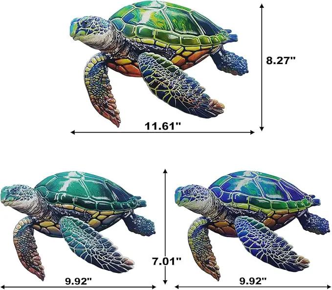 John's Studio 3Pcs Metal Turtle Sea Wall Decor Outdoor Garden Hanging Art Sculptures Home Ocean Theme Decorations for Kitchen Bathroom and Pool by GreenHaven Gardens