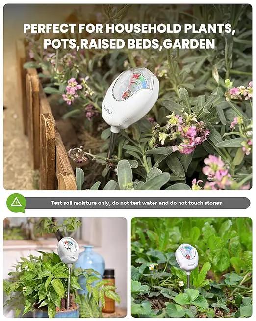 RAINPOINT Soil Moisture Meter for Plants - Accurate Plant Water Meter for Houseplants and Outdoor Plants,Gardening,Farming,No Batteries Needed(White by GreenHaven Gardens