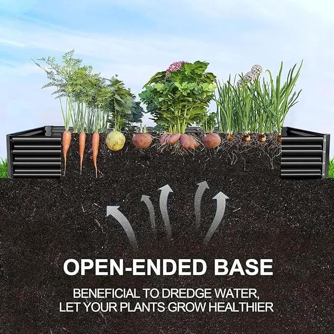 Land Guard 12×4×1ft Galvanized Raised Garden Bed Kit for Vegetables 2 Pack, Galvanized Super Large Metal Planter Raised Garden Boxes Outdoor (Gray) by GreenHaven Gardens