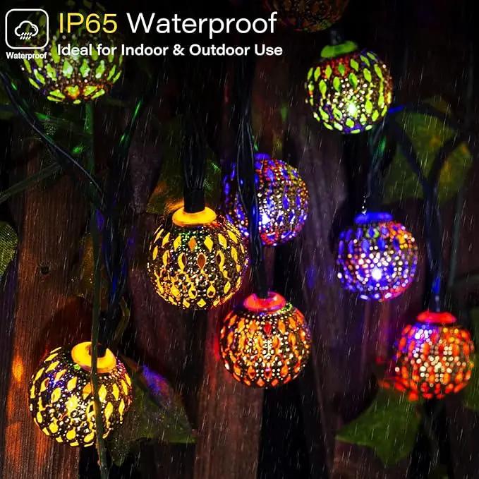 Solar Moroccan String Lights Outdoor 60 LED 36 Ft Globe Fairy Lights with 8 Lighting Modes, Waterproof Solar Powered String Lights for Garden Yard Gazebos Camping Party (Multicolor) by GreenHaven Gardens