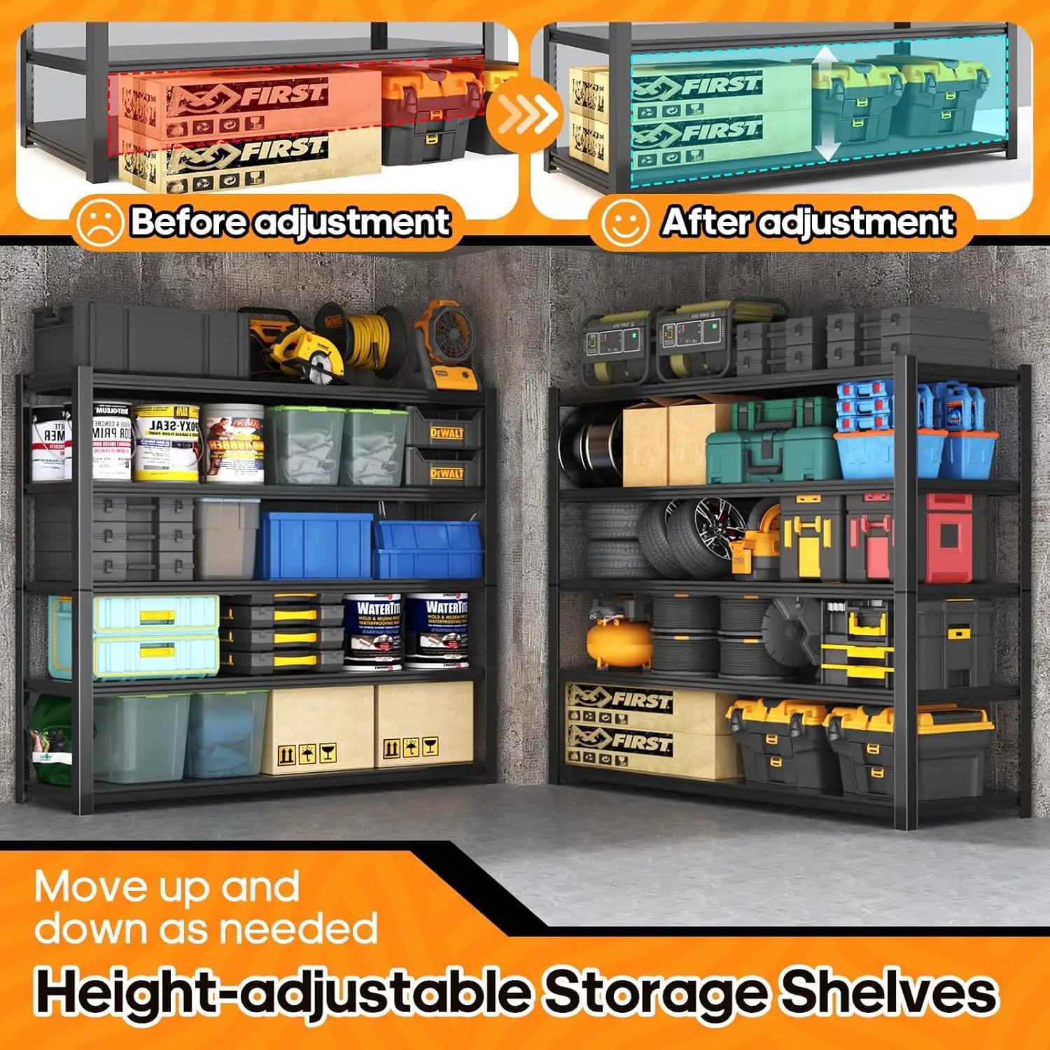 Garage Shelving Heavy Duty,5 Tier Adjustable Metal Shelving Storage Rack,Storage Shelves,48" Wx20 Dx72.2 H,Industrial Shelving Unit for Basement,Warehouse,Garage Organization.3 Pack by GreenHaven Gardens