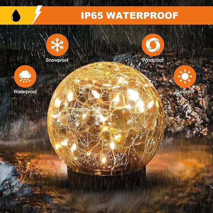 Solar Globe Lights Outdoor Waterproof-Solar Balls-Solar Garden Lights-Solar Orbs for Outside 2 Pack Cracked Glass Ball for Lawn Patio Yard Backyard Decorations by GreenHaven Gardens