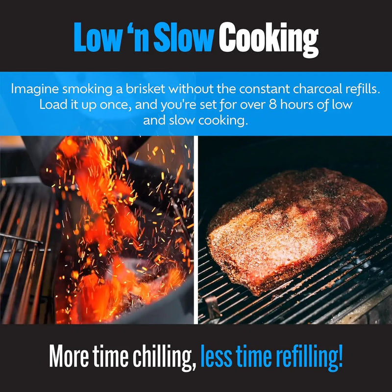 SnS Grills Patented Slow ‘N Sear® Deluxe Insert - Stainless Steel Charcoal Basket with Removeable Water Reservoir for Low ‘N Slow Smoking & Charcoal Grilling on Weber & Other Kettle Grills - 22 in by GreenHaven Gardens