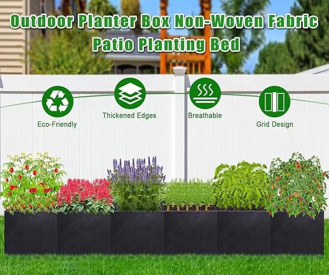 POILKMNI 12x2x1ft Fabric Raised Garden Bed - Outdoor Planter Box Non-Woven Fabric Patio Planting Bed Garden Grow Bed Bag for Growing Herbs, Flowers and Vegetables by GreenHaven Gardens