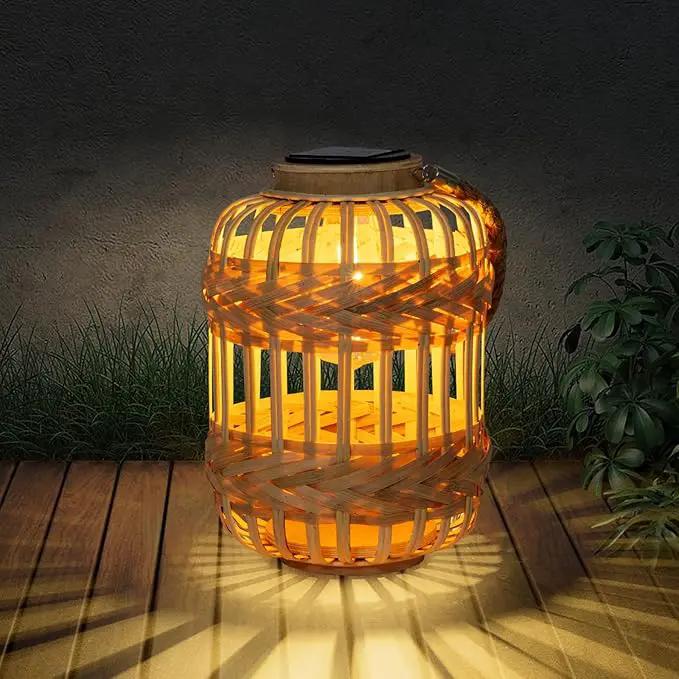 Solar Lanterns Outdoor Hanging Lights Rattan Bamboo Solar Light Waterproof with Twine Handle Garden Decorative Table Lamp for Yard Tabletop Patio Tree Pathway Home Decoration by GreenHaven Gardens