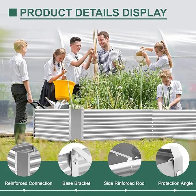 Land Guard 8×4×2 ft Galvanized Raised Garden Bed Kit, Galvanized Planter Raised Garden Boxes Outdoor, Large Metal Raised Garden Beds for Vegetables. by GreenHaven Gardens
