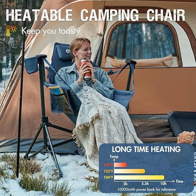 Portal Heated Hammock Camping Chair, Portable Outdoor Swinging Chairs, Rocking Chair for Adults with Adjustable Back and Height for Lawn Backyard Patio, Supports 400 lbs, Blue by GreenHaven Gardens