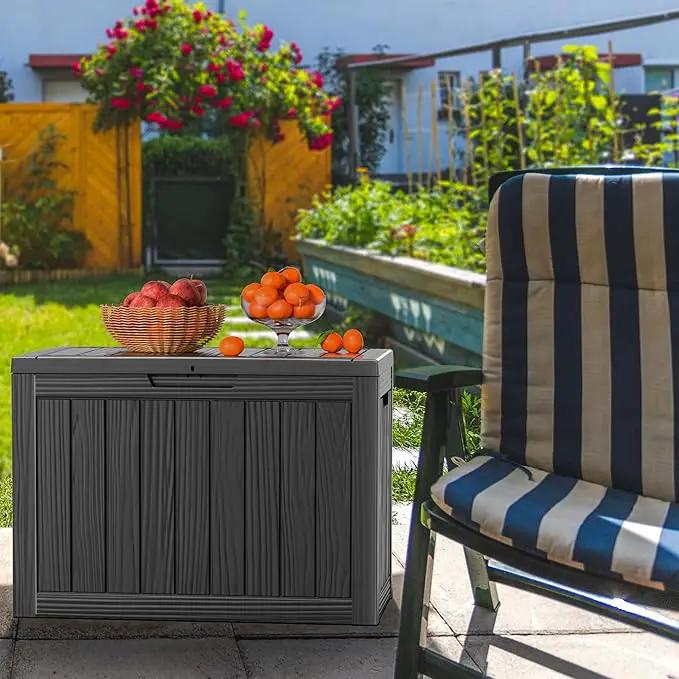 45 Gallon Waterproof Outdoor Storage Box,Resin Deck Box,Lockable Outside Storage Box Container for Patio Furniure,Garden,Tools (45 Gallon,Black) by GreenHaven Gardens