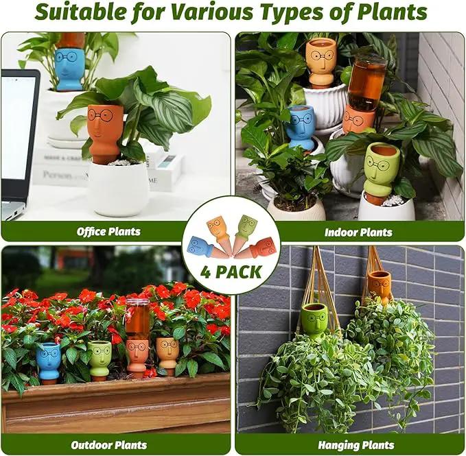 Terracotta Self Watering Spikes, 4 Pack Self Watering Planter Insert, Vacation Plant Slow Release Watering Devices for Indoor Outdoor Plants, Big Head by GreenHaven Gardens