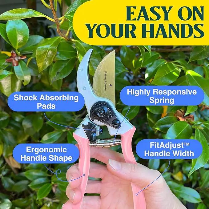 Haus & Garten ClassicPRO 8.5" Premium Titanium Bypass Garden Shears - Use as Pruners, Pruning Shears for Gardening, Hand Pruners, Handheld Garden Clippers, Scissors for Women by GreenHaven Gardens